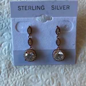 Rose gold plating over sterling silver pierced drop earrings